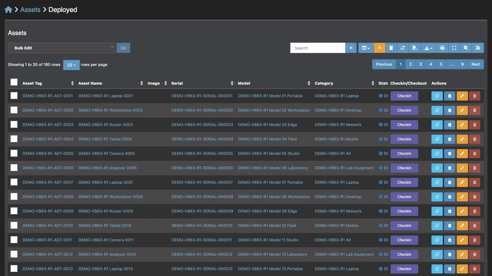 Managed Snipe-IT Deployed Assets in dark theme