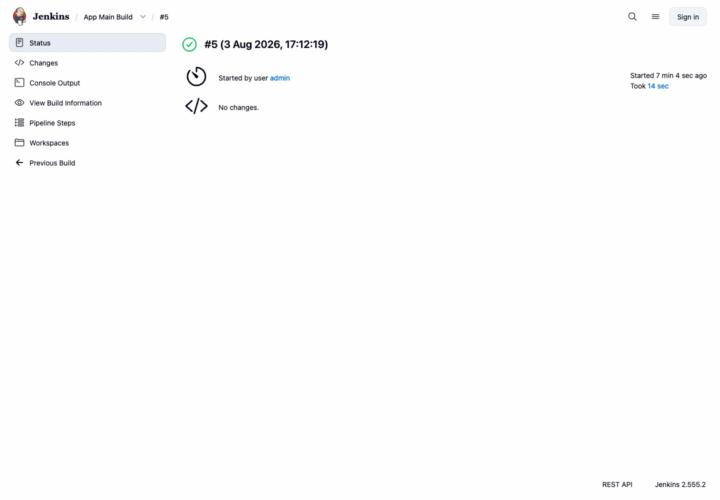 App Main build in Jenkins®