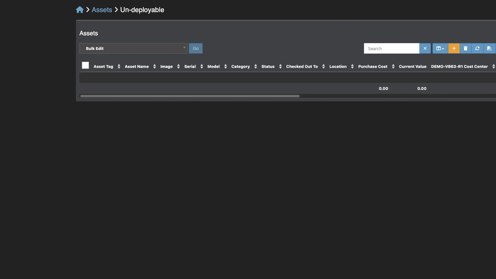 Managed Snipe-IT Undeployable Assets in dark theme