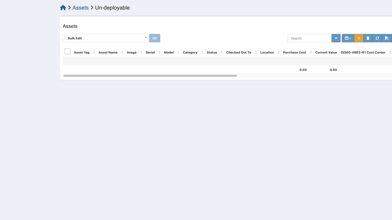 Managed Snipe-IT Undeployable Assets in light theme