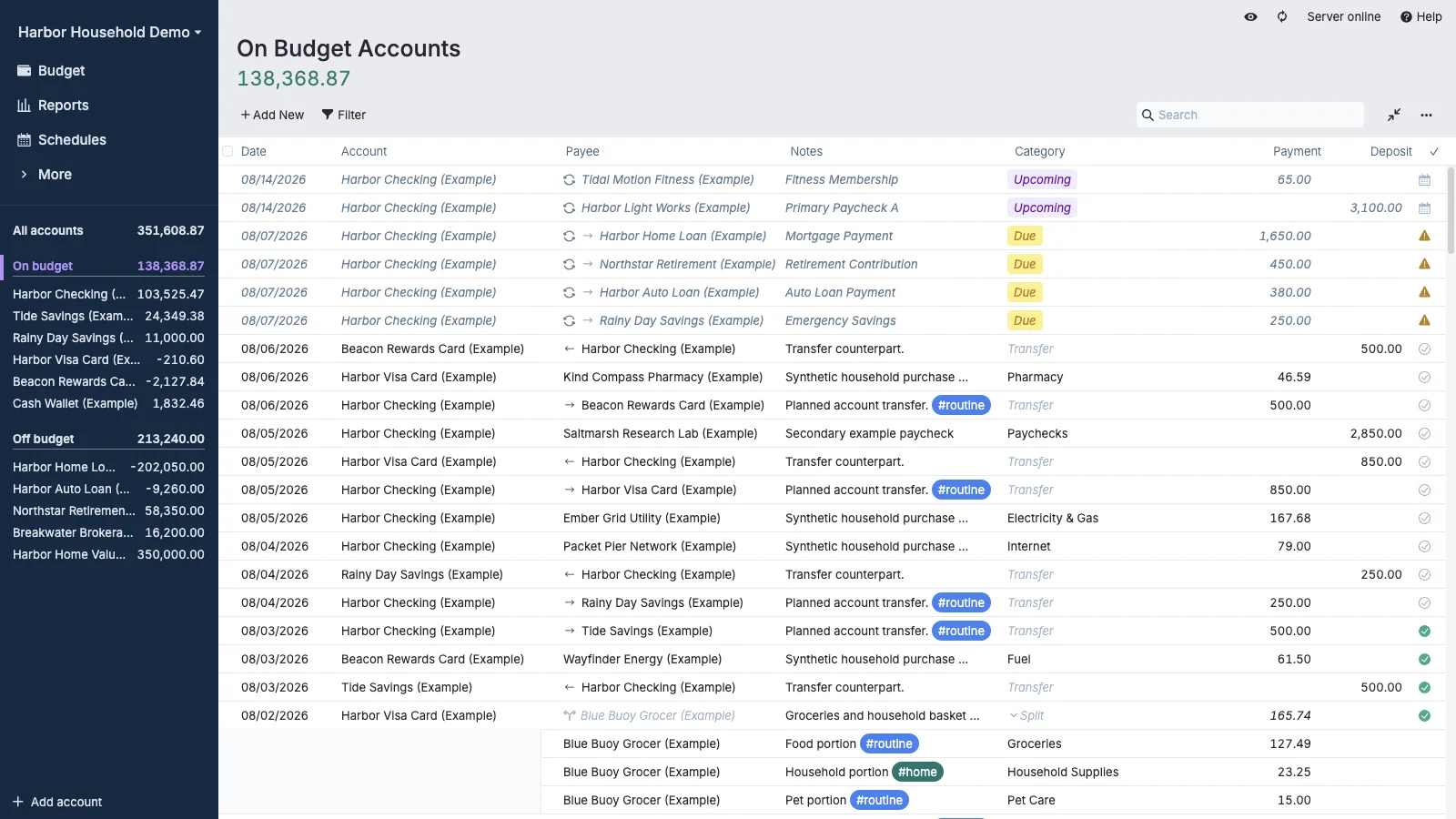 Managed Actual Budget On Budget Accounts in light theme