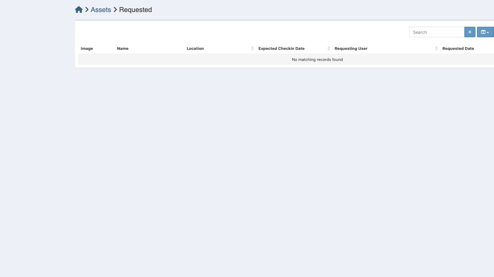 Managed Snipe-IT Requested Assets in light theme