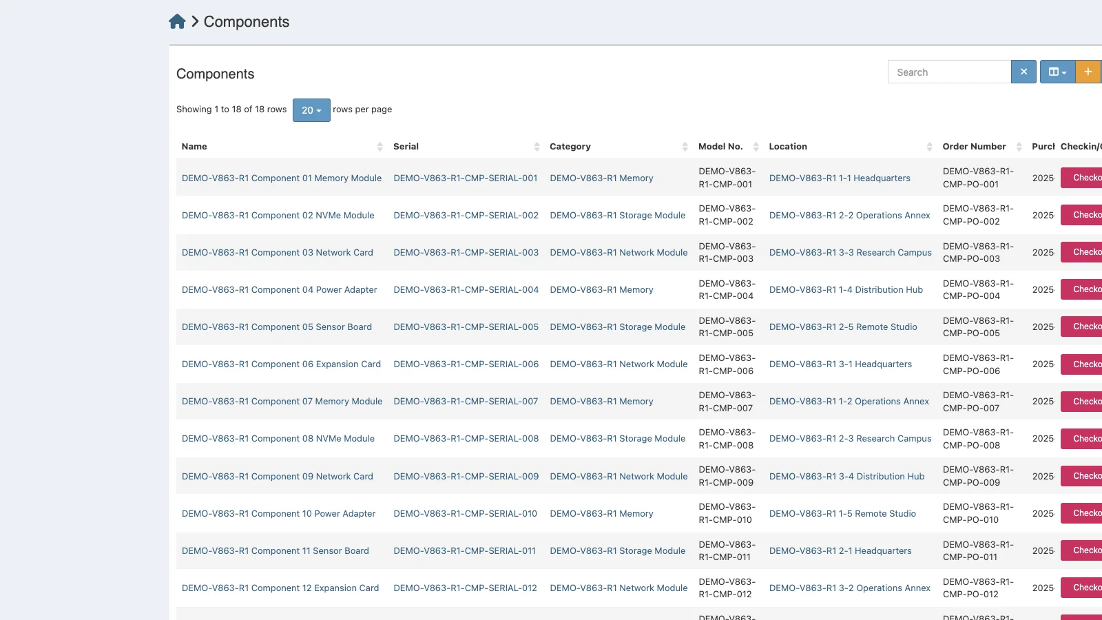 Managed Snipe-IT Components in light theme