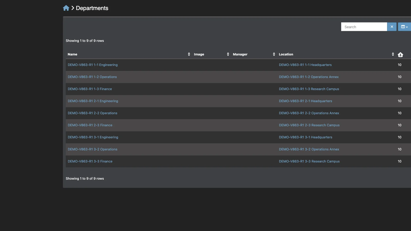 Managed Snipe-IT Departments in dark theme