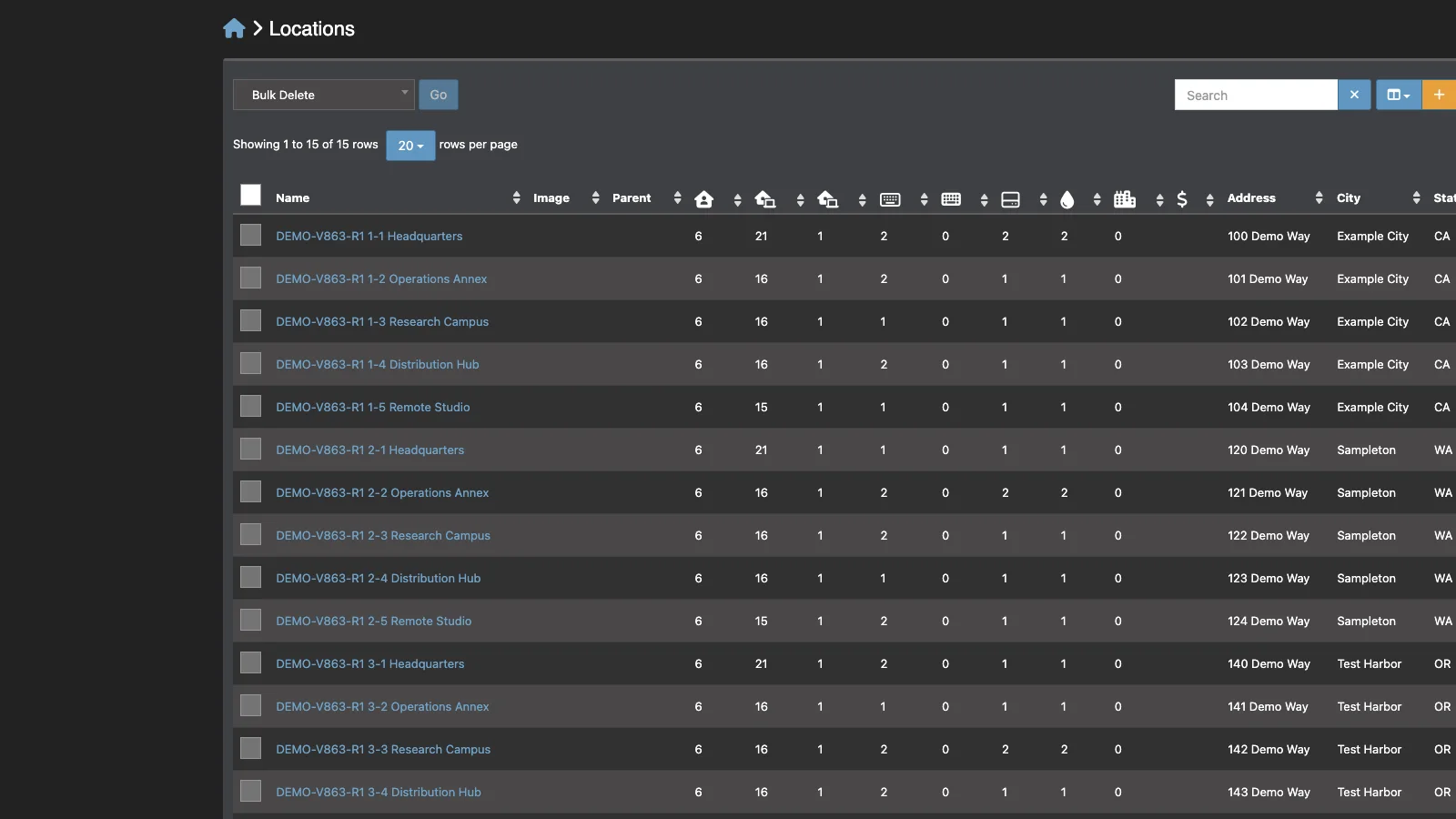 Managed Snipe-IT Locations in dark theme