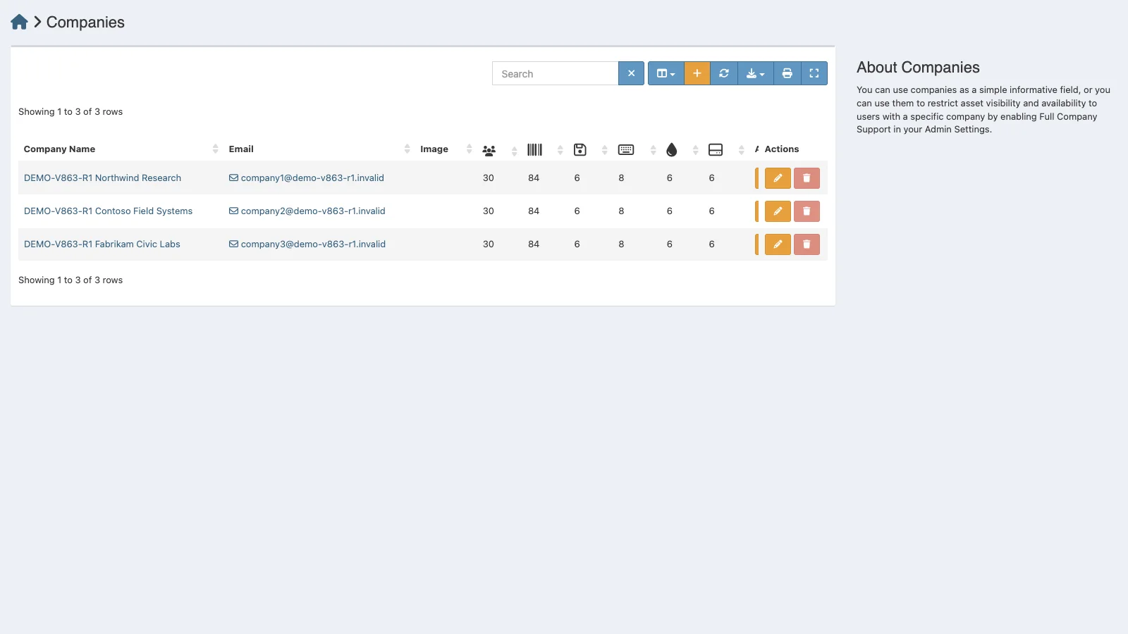 Managed Snipe-IT Companies in light theme