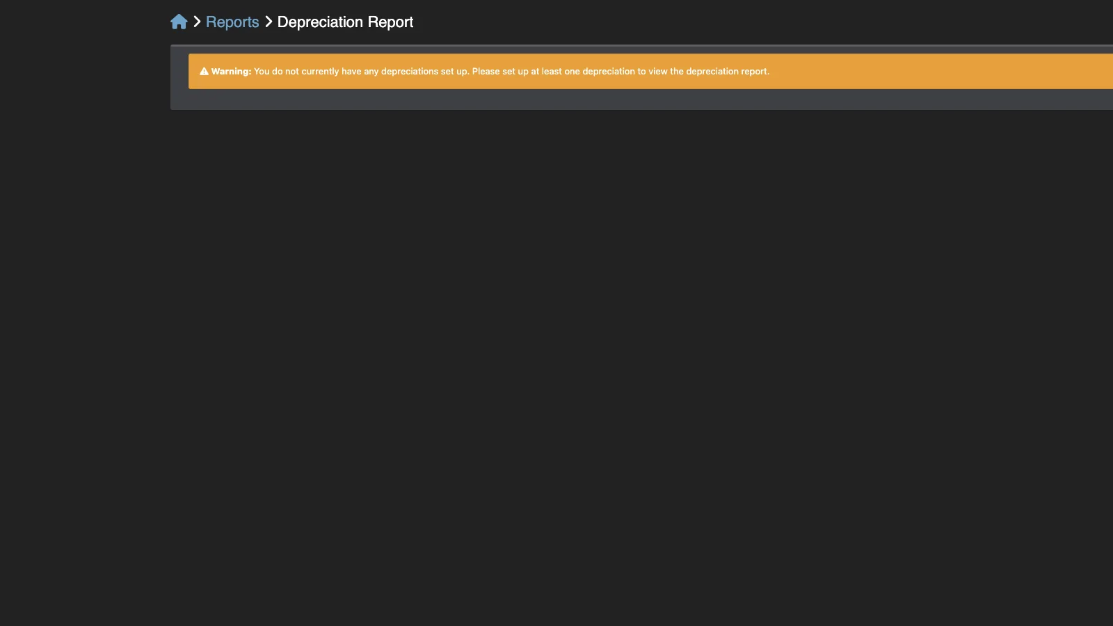 Managed Snipe-IT Depreciation Report in dark theme