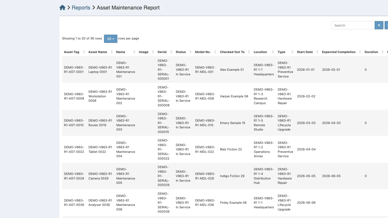Managed Snipe-IT Asset Maintenance Report in light theme