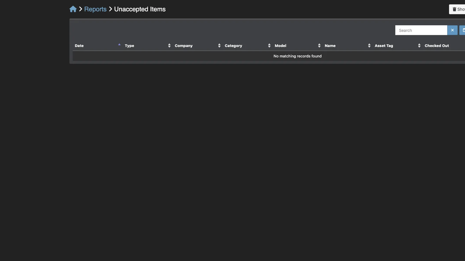 Managed Snipe-IT Unaccepted Items in dark theme