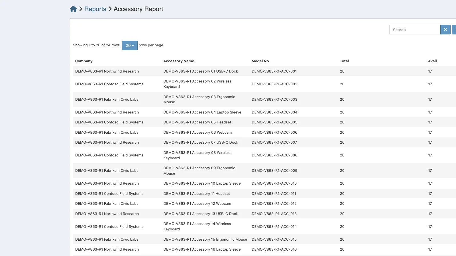 Managed Snipe-IT Accessory Report in light theme