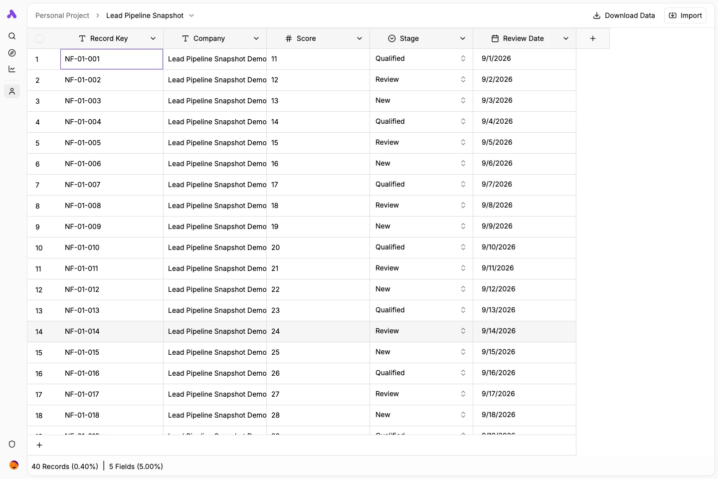 Lead pipeline records