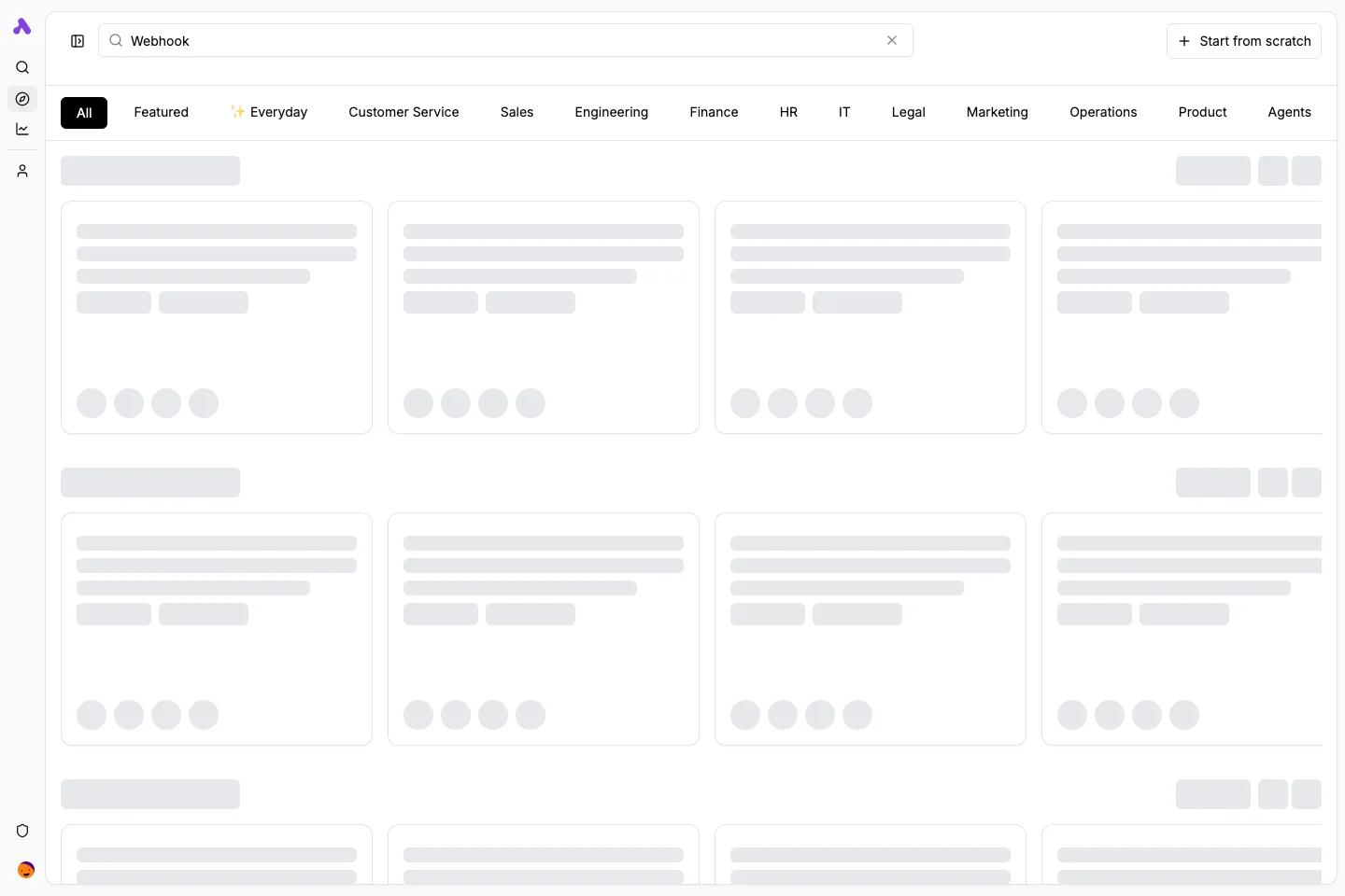 Webhook templates search
