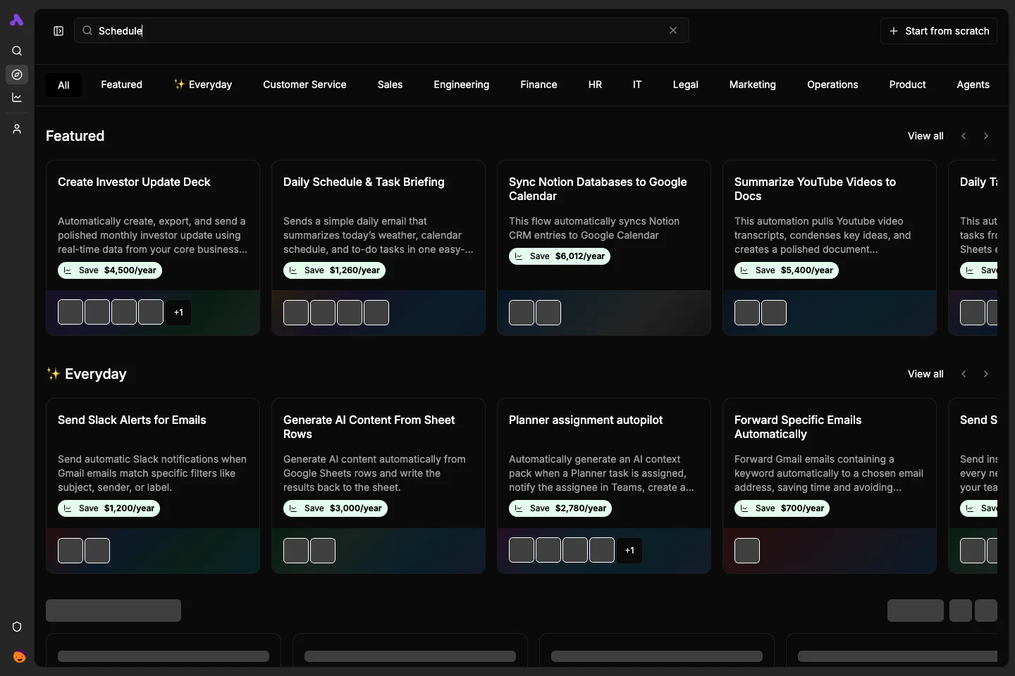 Dark schedule templates