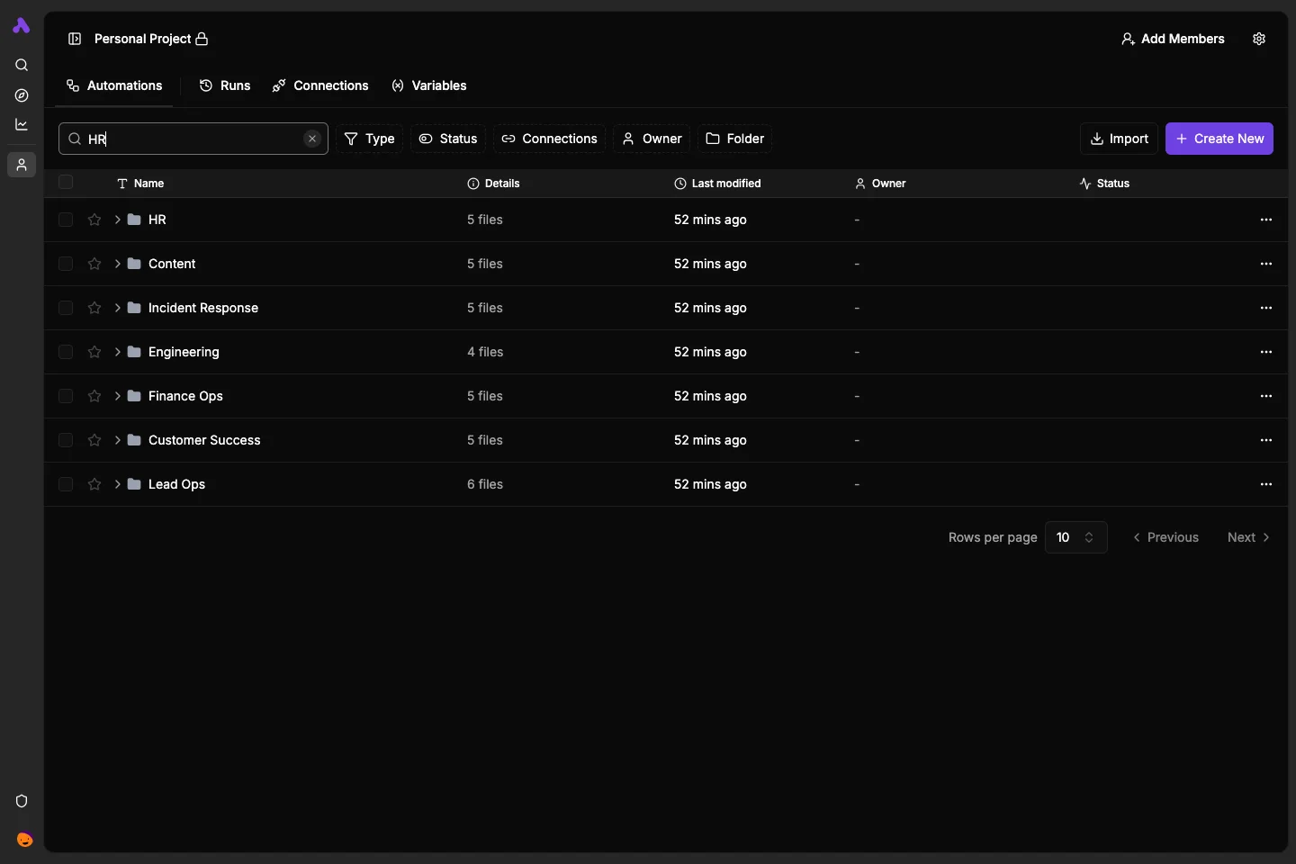 Dark HR flow search