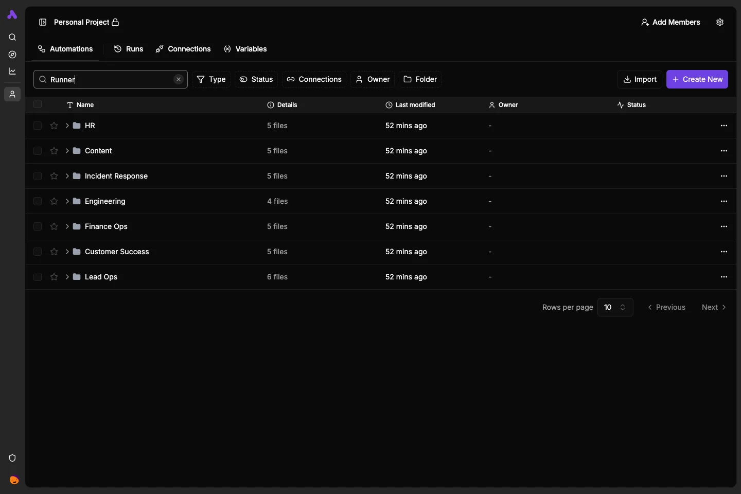 Dark runner flow search