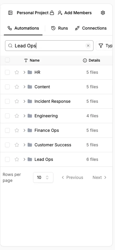 Mobile lead operations search