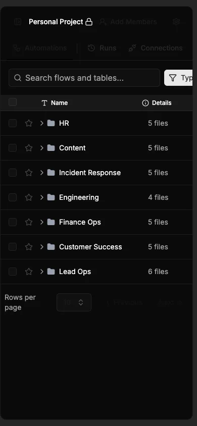 Dark mobile automation folders