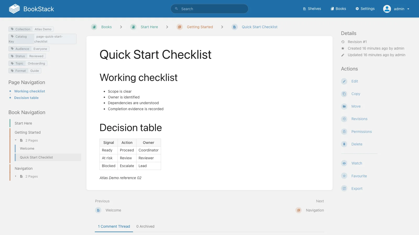 Checklist and Decision Table Page (Light)