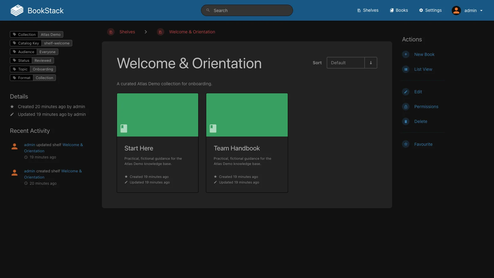 Welcome and Orientation Shelf (Dark)