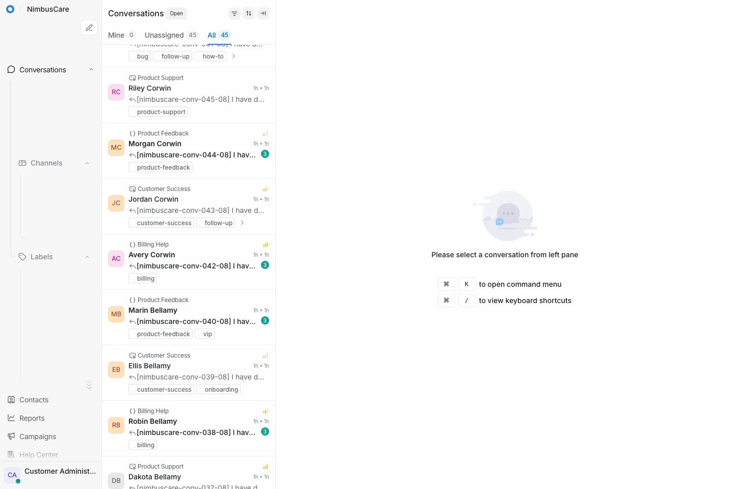 Conversation History Scrolled - Desktop Light