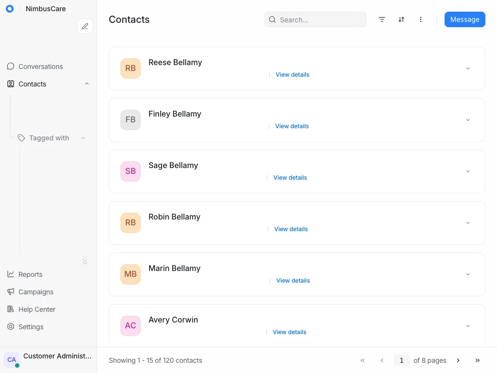 Contacts List - Tablet Light