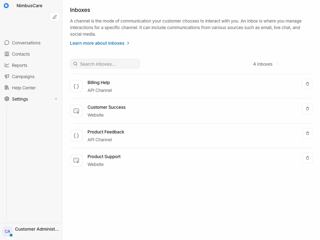 Settings Inboxes - Tablet Light