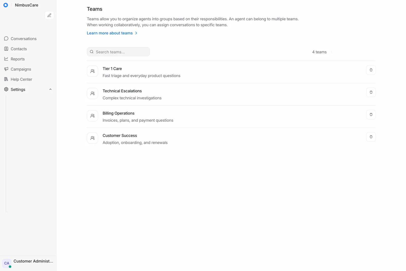 Settings Teams - Retina Light