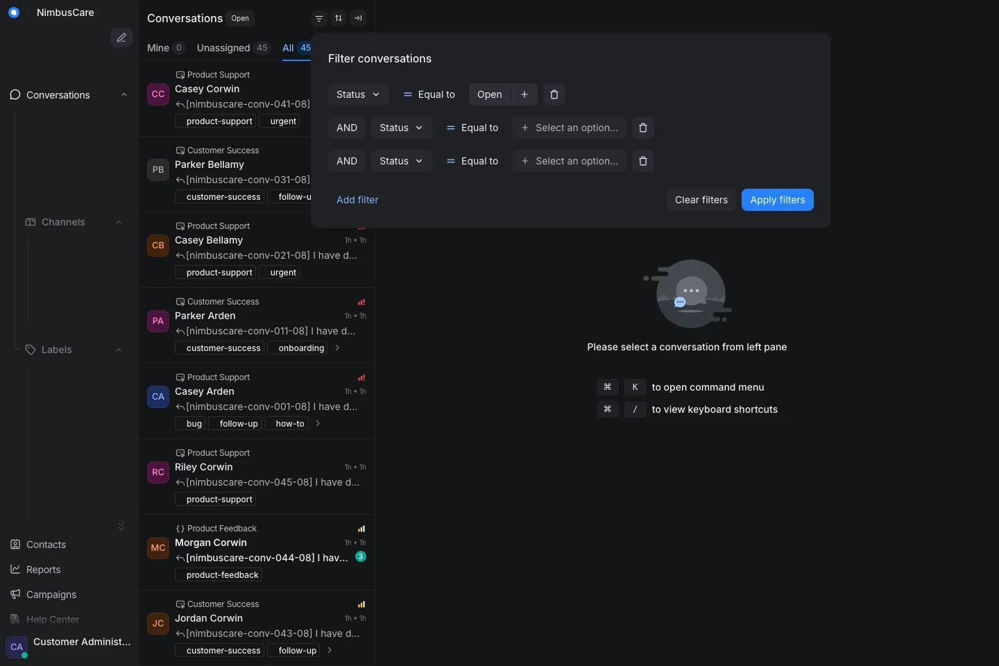 Conversations Resolved - Desktop Dark
