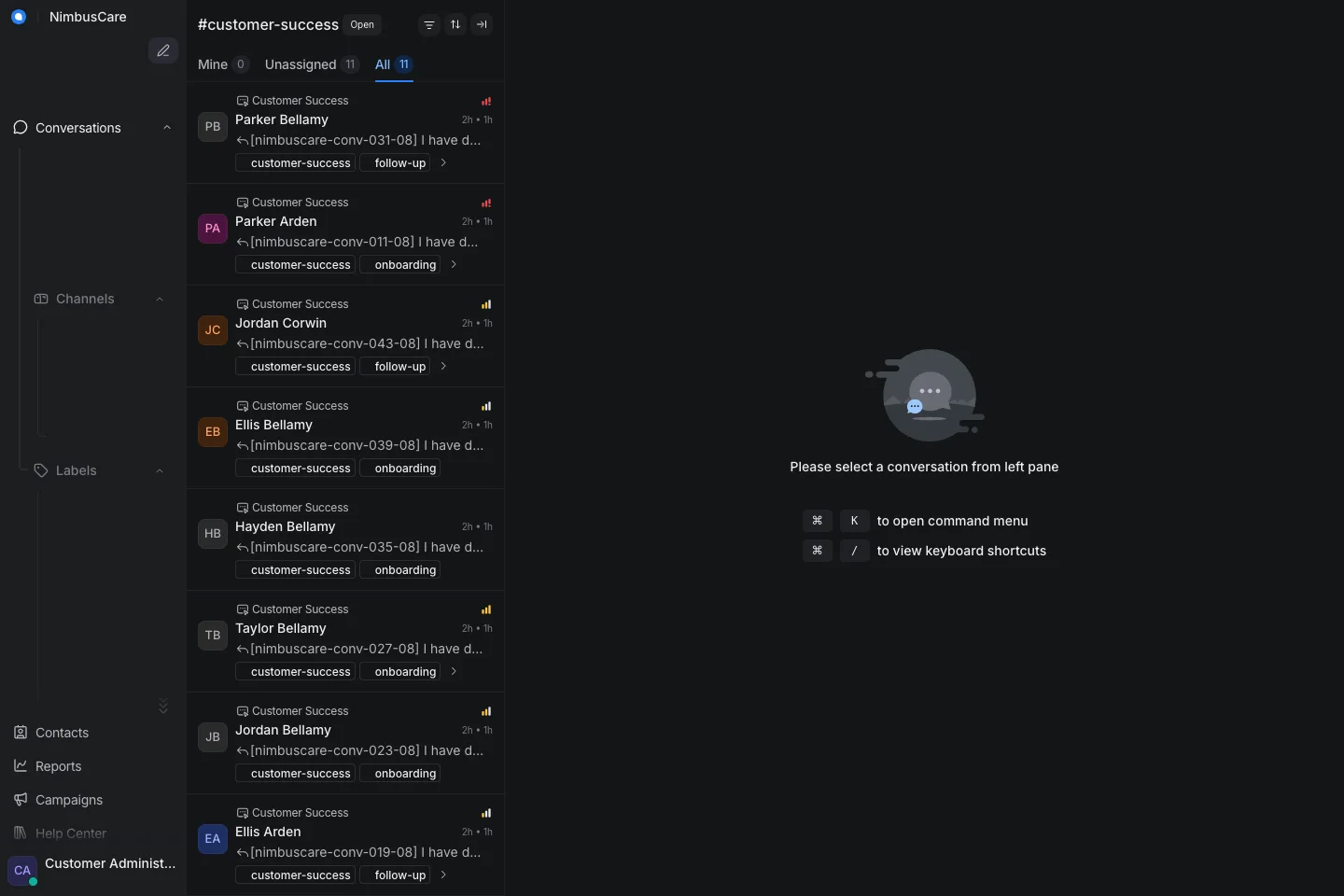 Label Customer Success - Desktop Dark