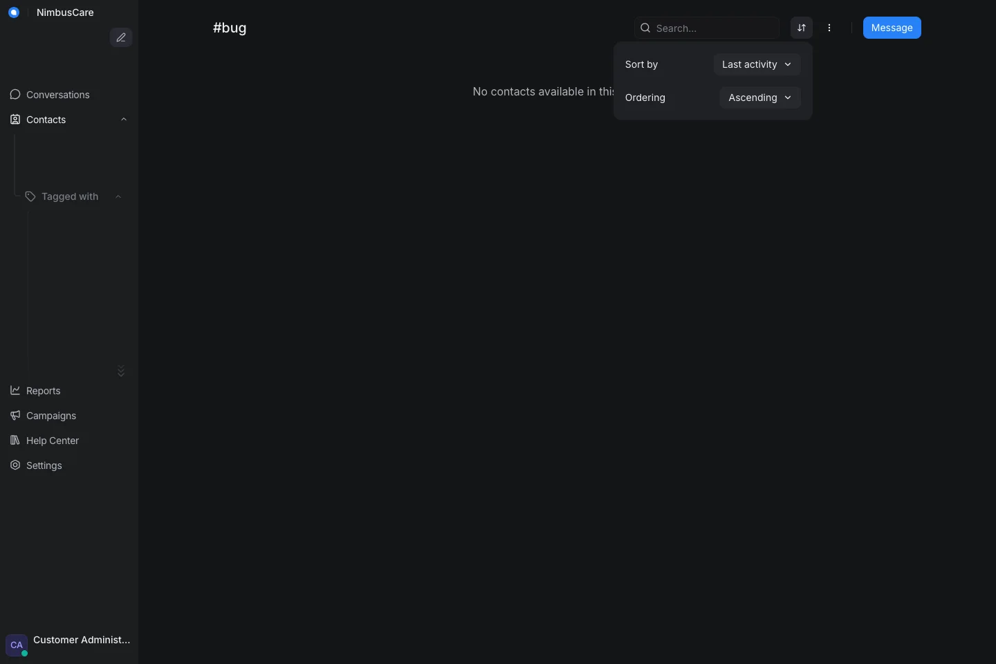 Contacts Bug - Desktop Dark