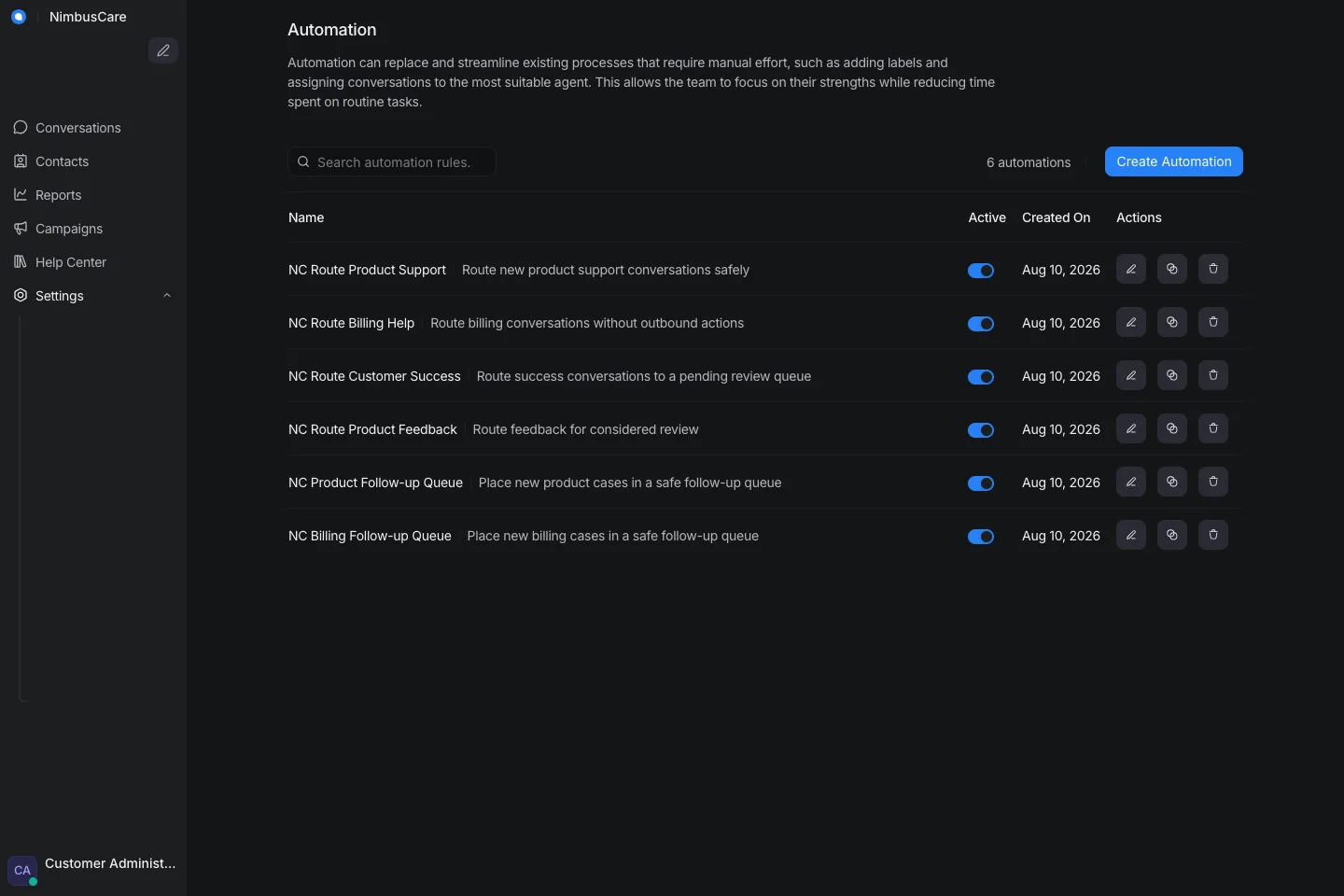 Automations - Desktop Dark