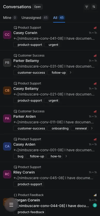 Conversations Pending - Mobile Dark