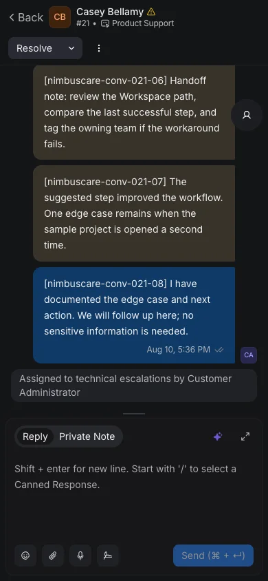 Conversation Detail - Mobile Dark