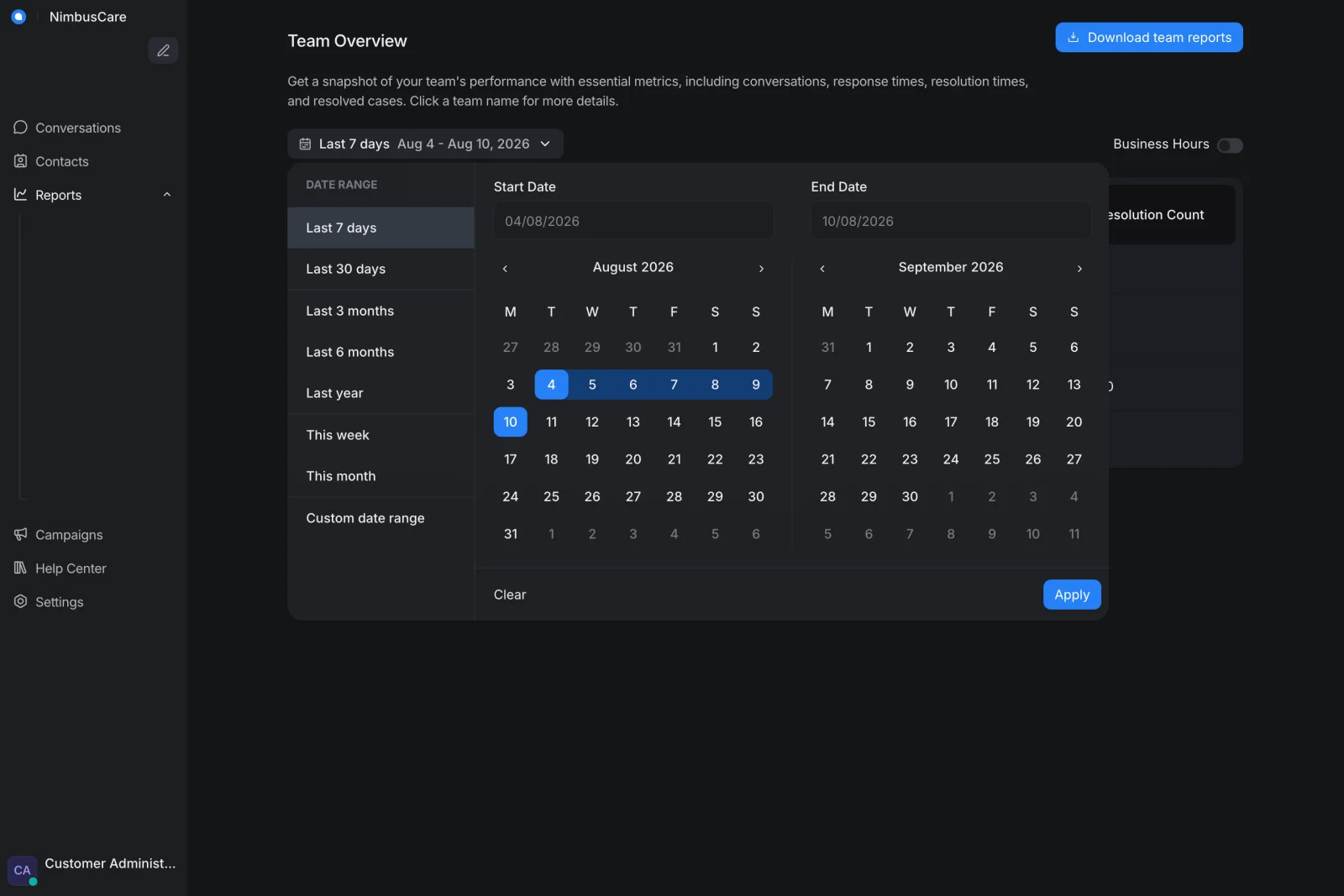 Report Team Heatmap - Retina Dark