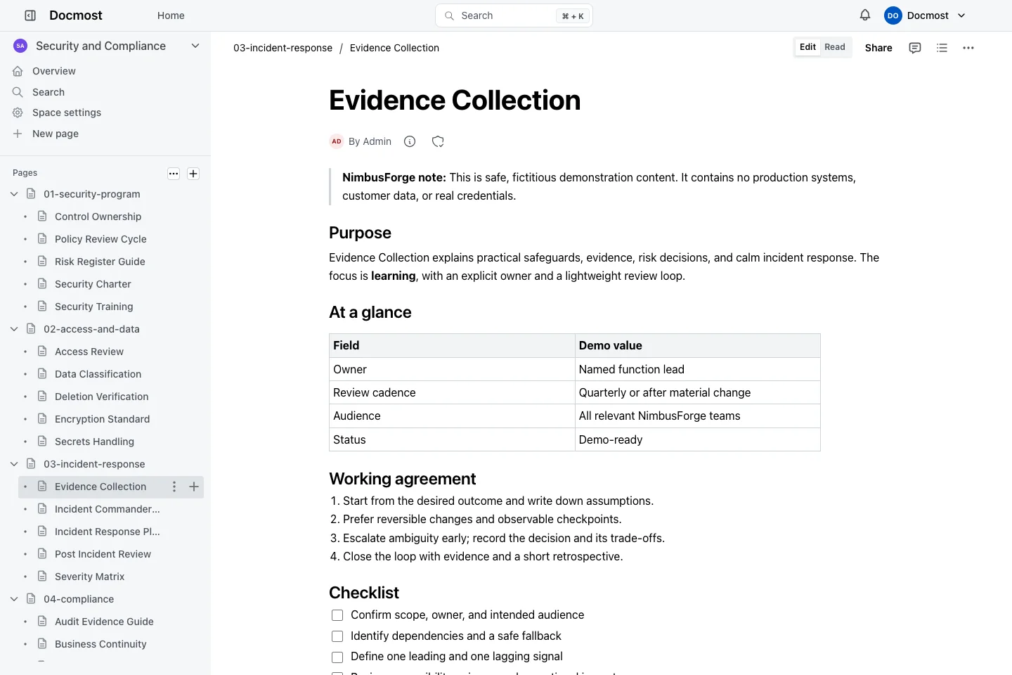Evidence Collection