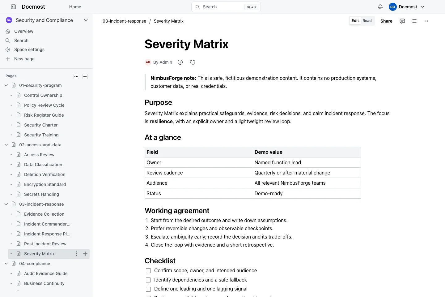 Severity Matrix
