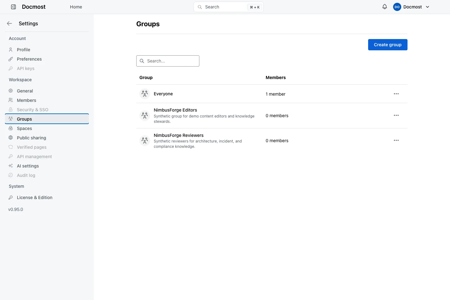 Workspace Groups