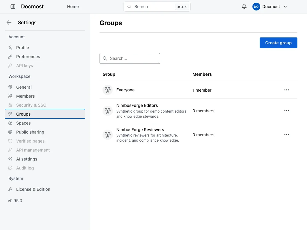 Workspace Groups