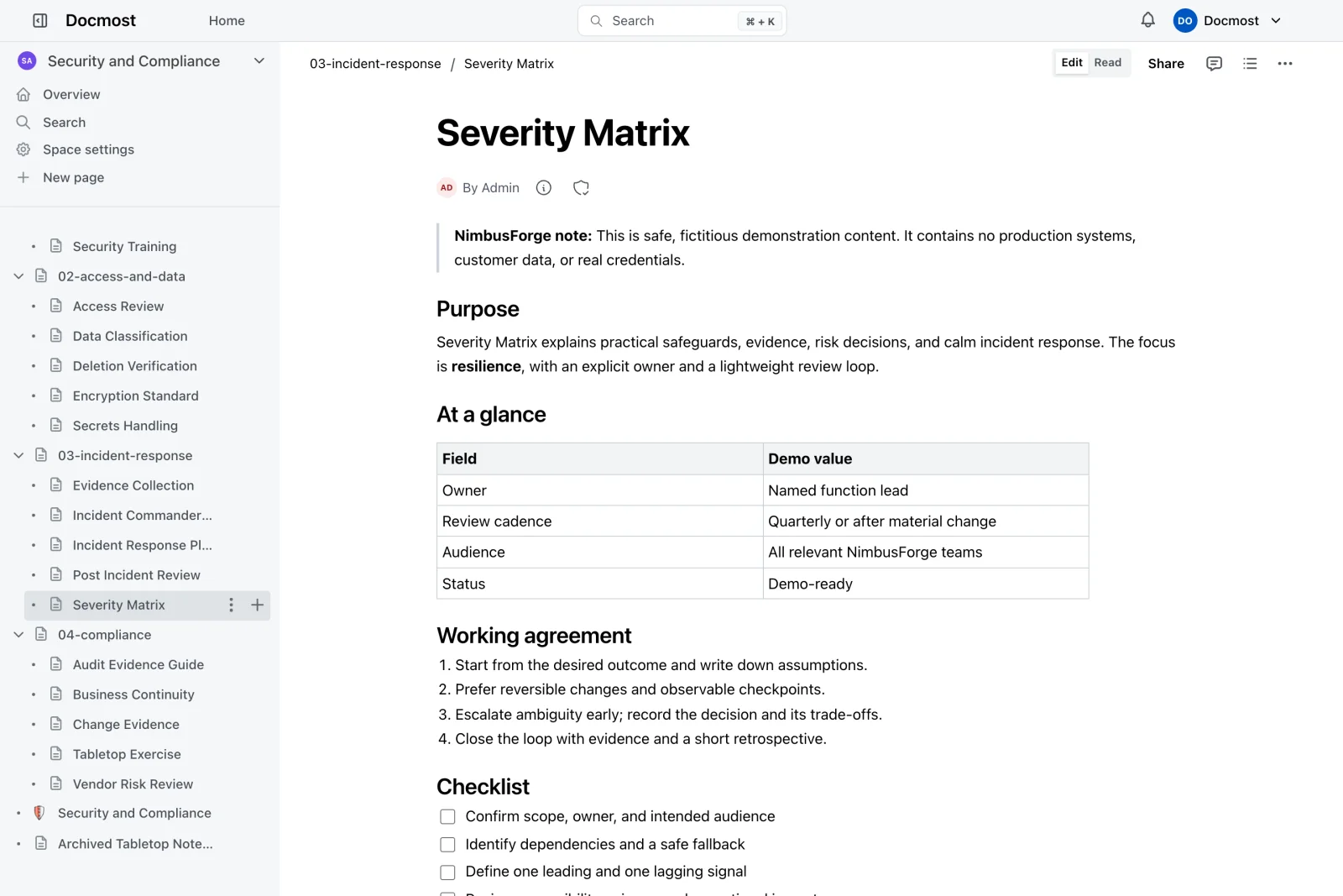 Severity Matrix
