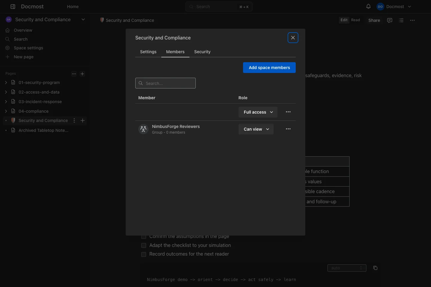 Space Permissions
