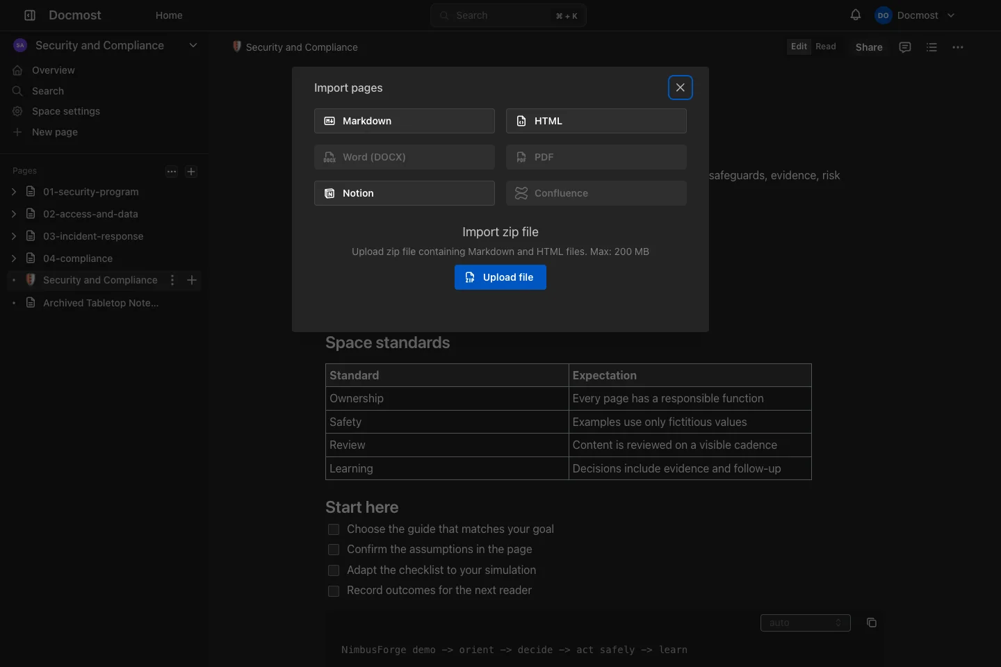 Import Pages