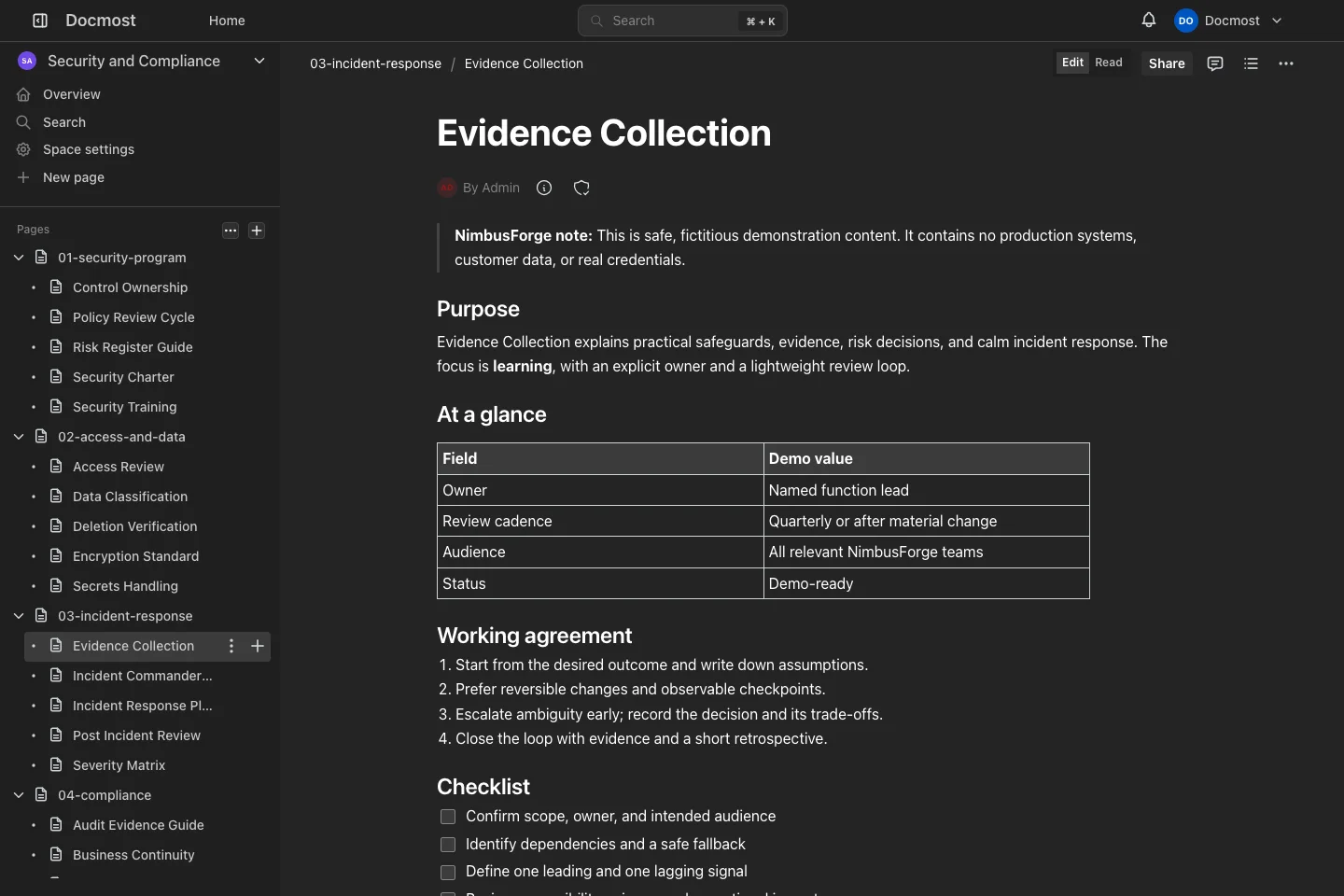 Evidence Collection