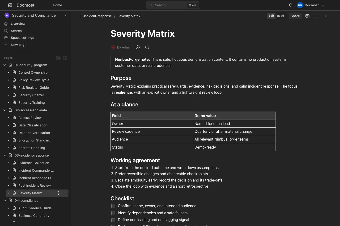 Severity Matrix
