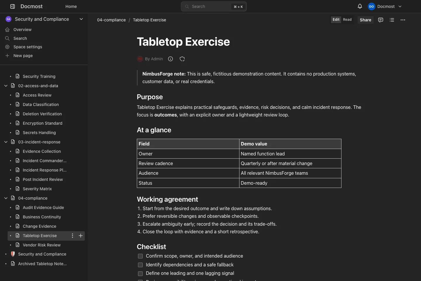 Tabletop Exercise