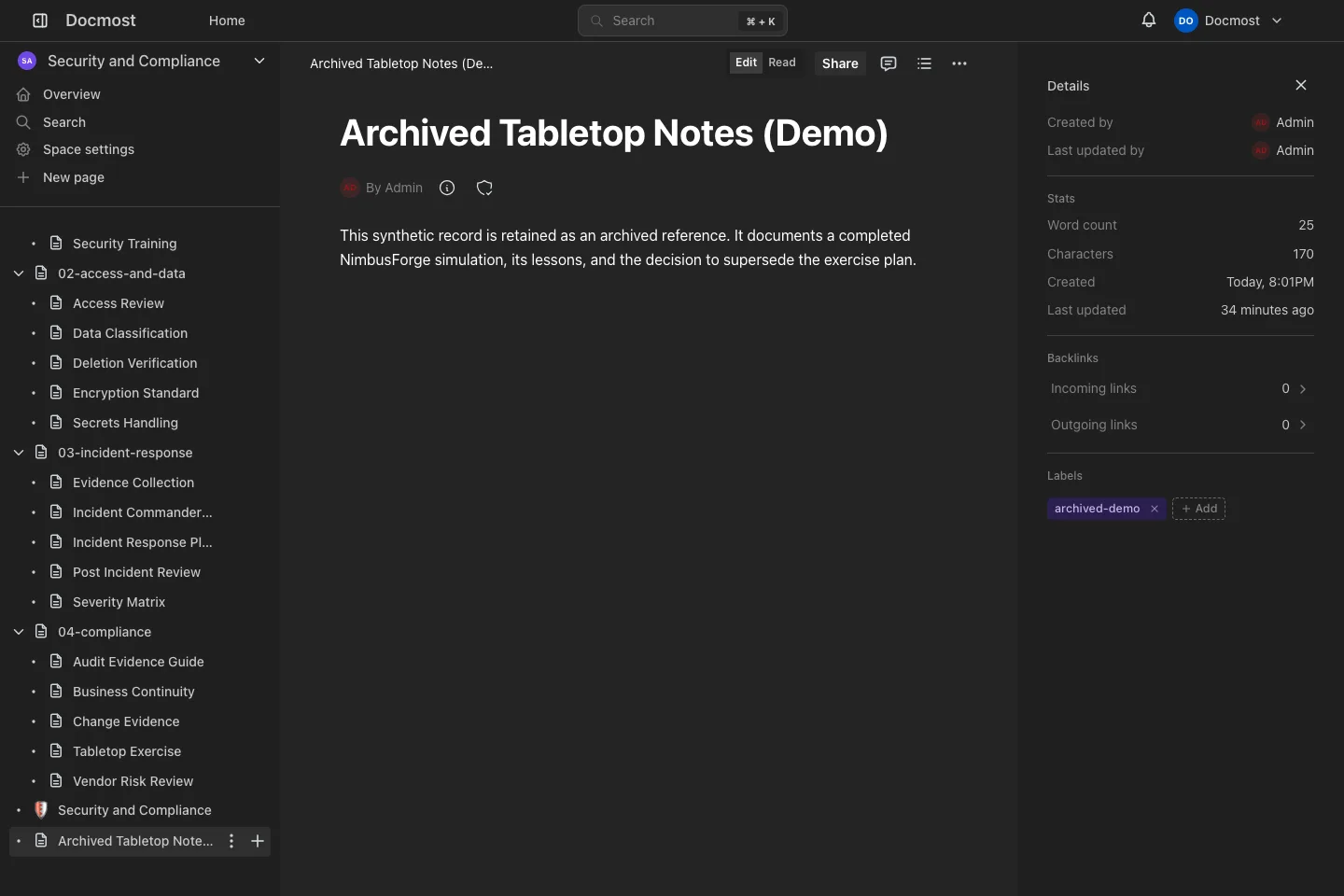 Archived Details