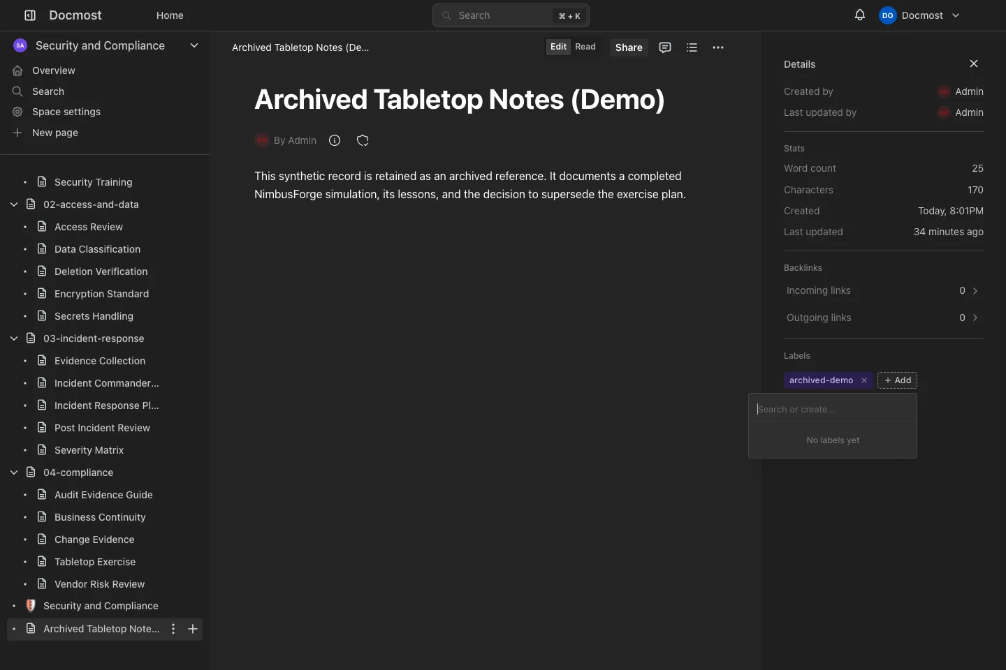 Archived Label Picker