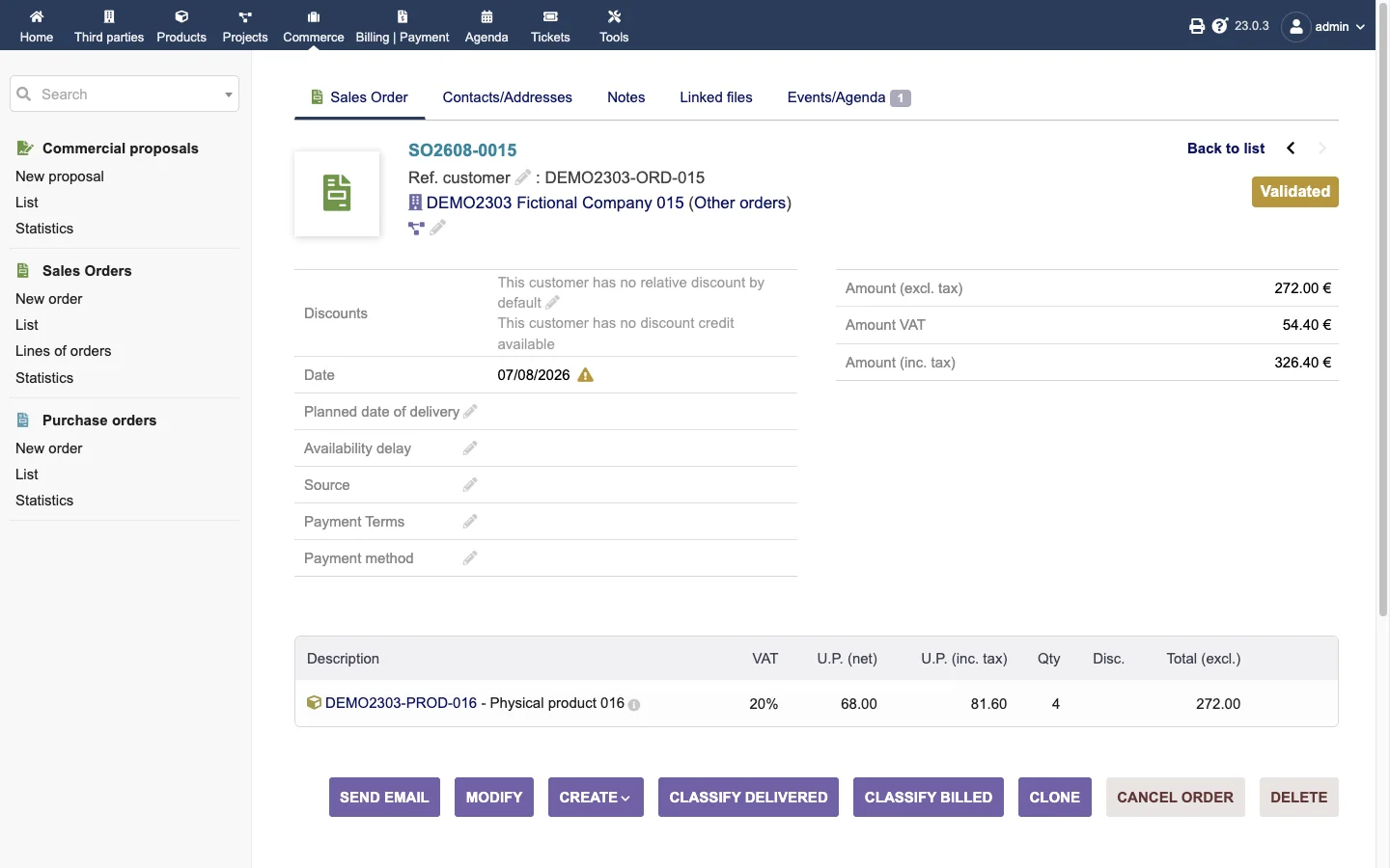 Sales order detail (Desktop 1x Light)