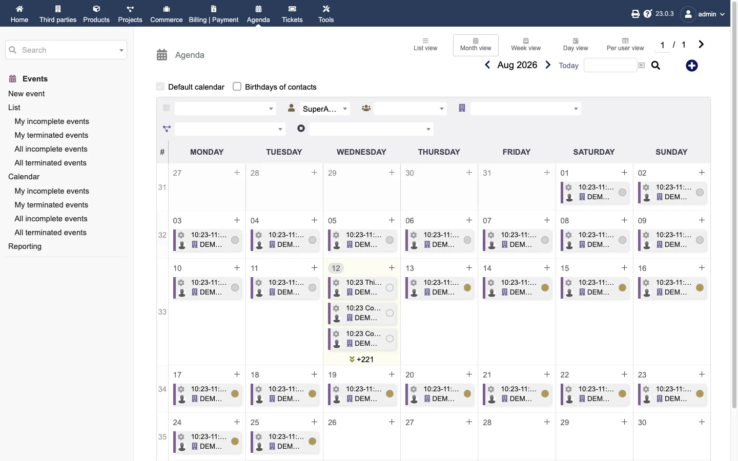 Agenda calendar (Desktop 1x Light)