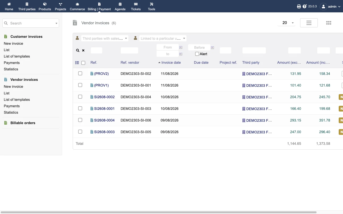 Supplier invoices (Desktop 1x Light)
