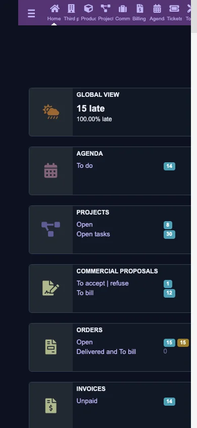 Business operations dashboard (Mobile 1x Dark)